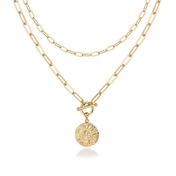 (image for) Layered Paperclip Coin Pendant Necklace