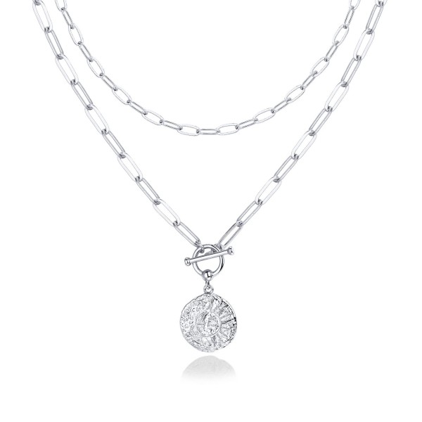 (image for) Layered Paperclip Coin Pendant Necklace