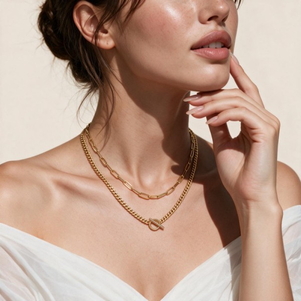 (image for) Layered Paperclip Toggle Necklace